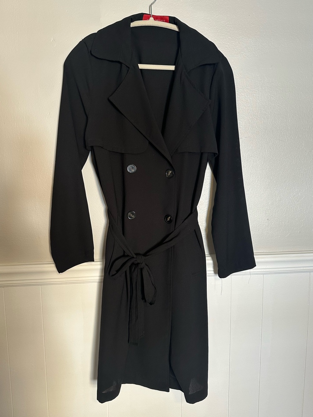 Akira Chicago Black Trench Coat Size Small
